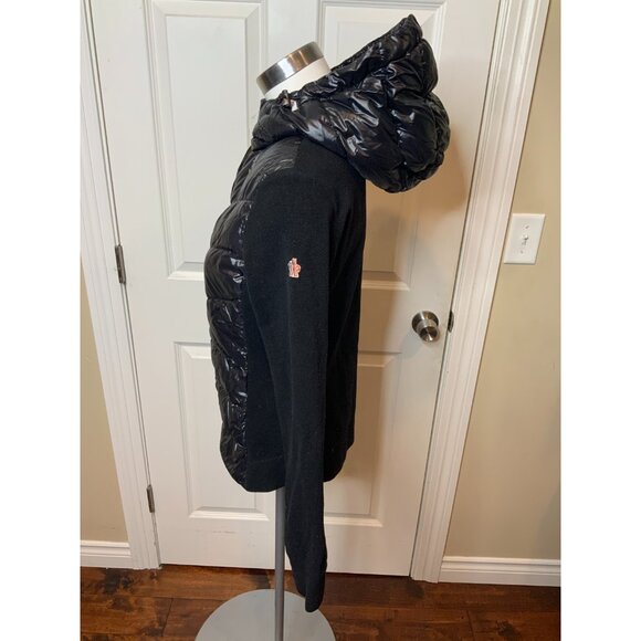 Moncler Grenoble Black Puffer Polar Fleece Hooded Zip-Up Cardigan Jacket Size XL - Picture 9 of 16
